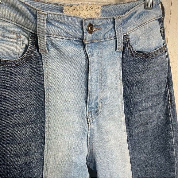 Altar'd State Blue Two-Tone Flare Jeans - Picture 9 of 11